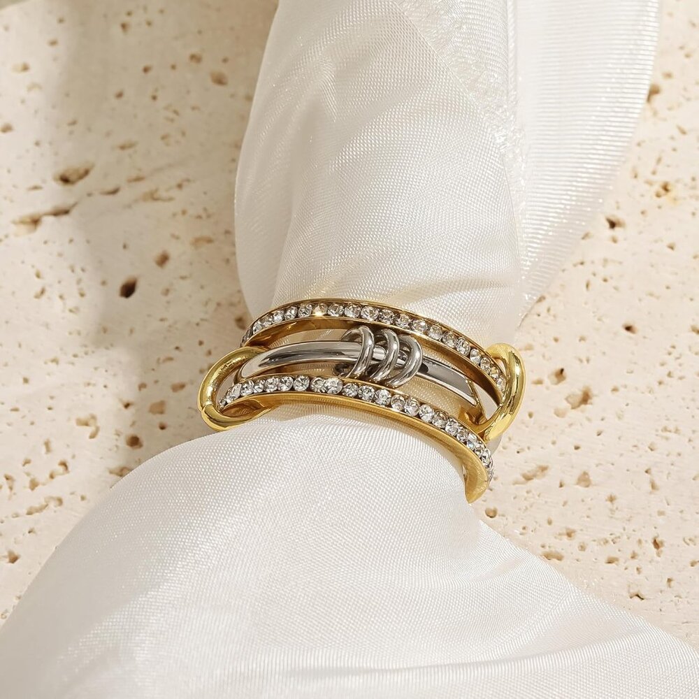 Versatile 18k Gold Stackable Rings With Zircon - … - image 5